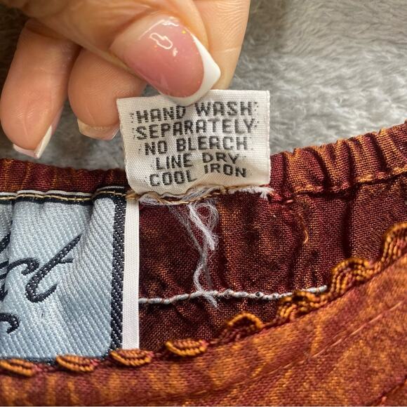 Boho Maxi Dress Small Embroidered Tiered Forest Fairy Grunge Goblin Granola - Picture 8 of 9